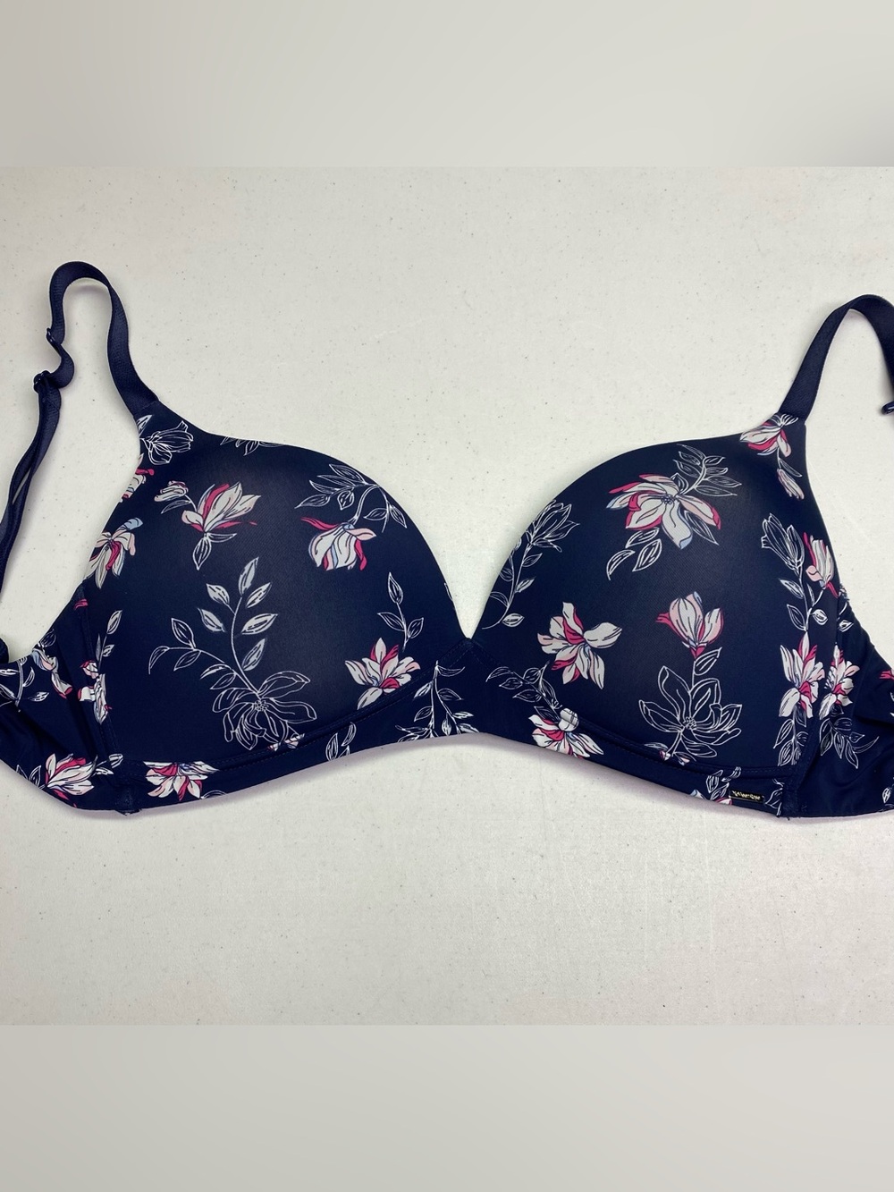 La Vie en Rose Navy Floral Wireless Push-Up Bra 36C NWOT *P1029